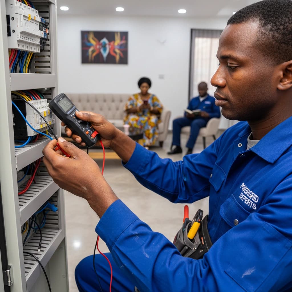Electrician wiring a building