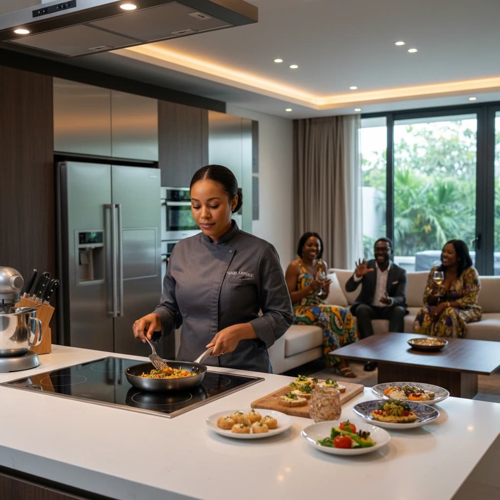 Private chef plating dinner