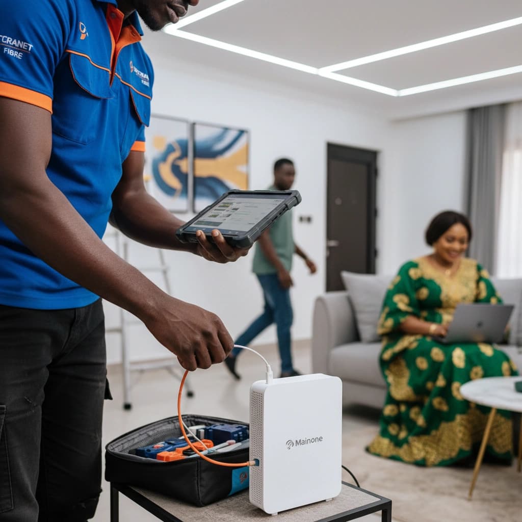 A client getting their home Wi-Fi fixed